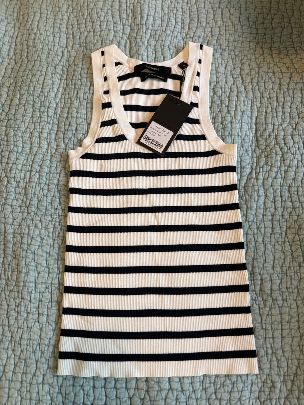 NWT Black & White Striped Ribbed Cropped Tank small Shopbop stretchy